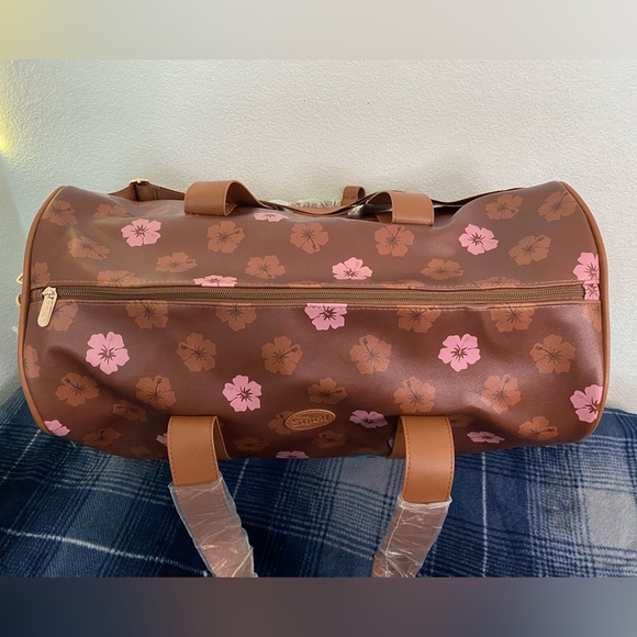 Disney “Stitch” Bioworld 20” Rolling Duffle Bag Luggage - Brown Floral - Picture 8 of 12